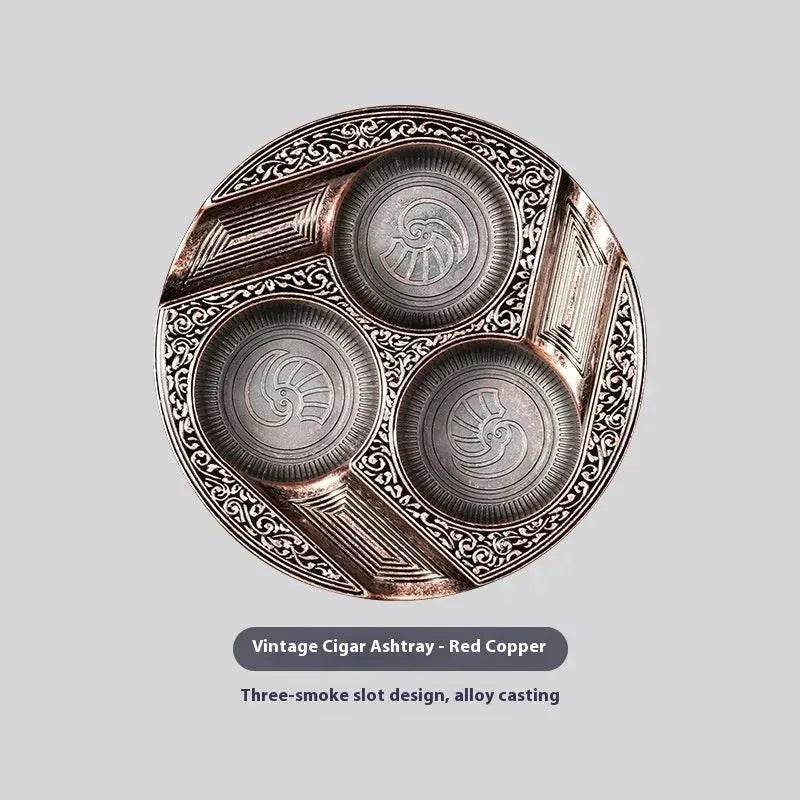 Three-slot Retro Metal Easy-to-clean Cigar Ashtray - Velora