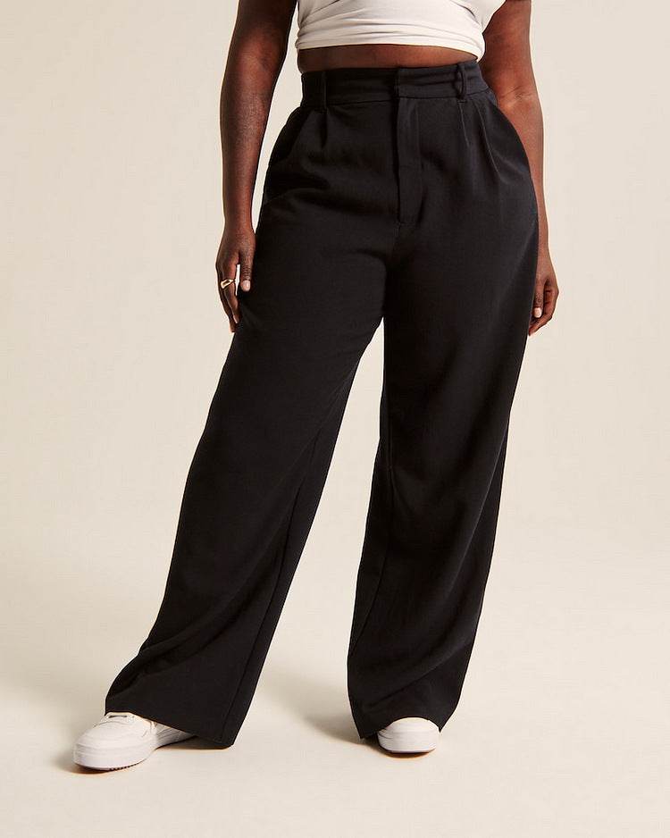 High Waist Straight Trousers With Pockets Wide Leg Casual Pants For Women - Velora