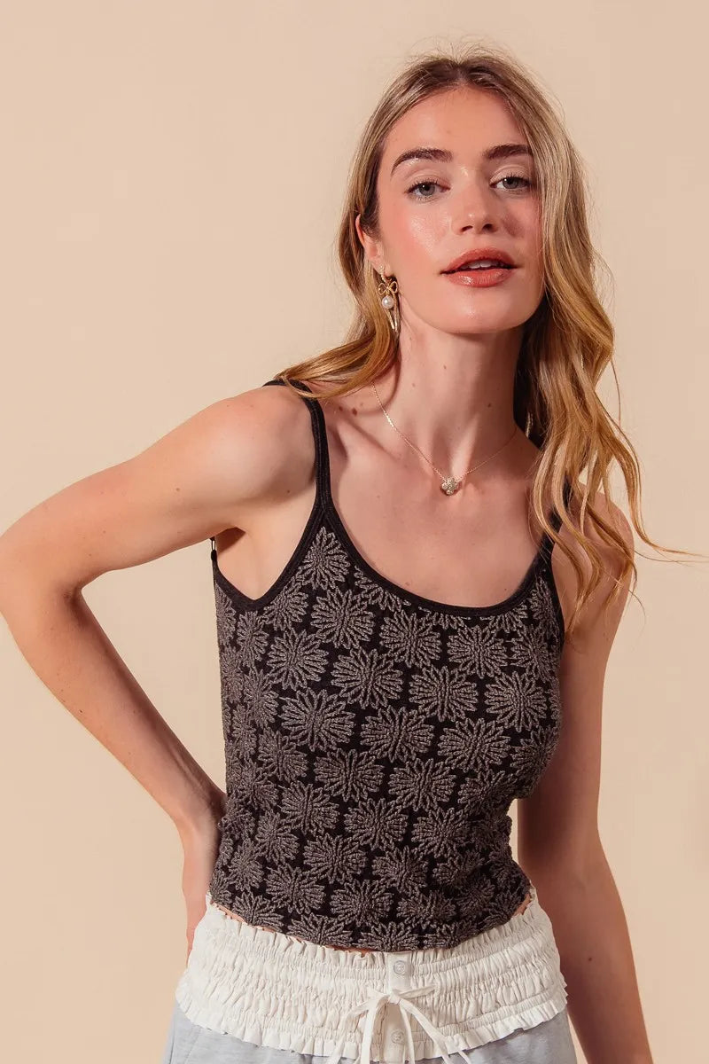 SO ME Two Tone Floral Seamless Tank Top - Velora