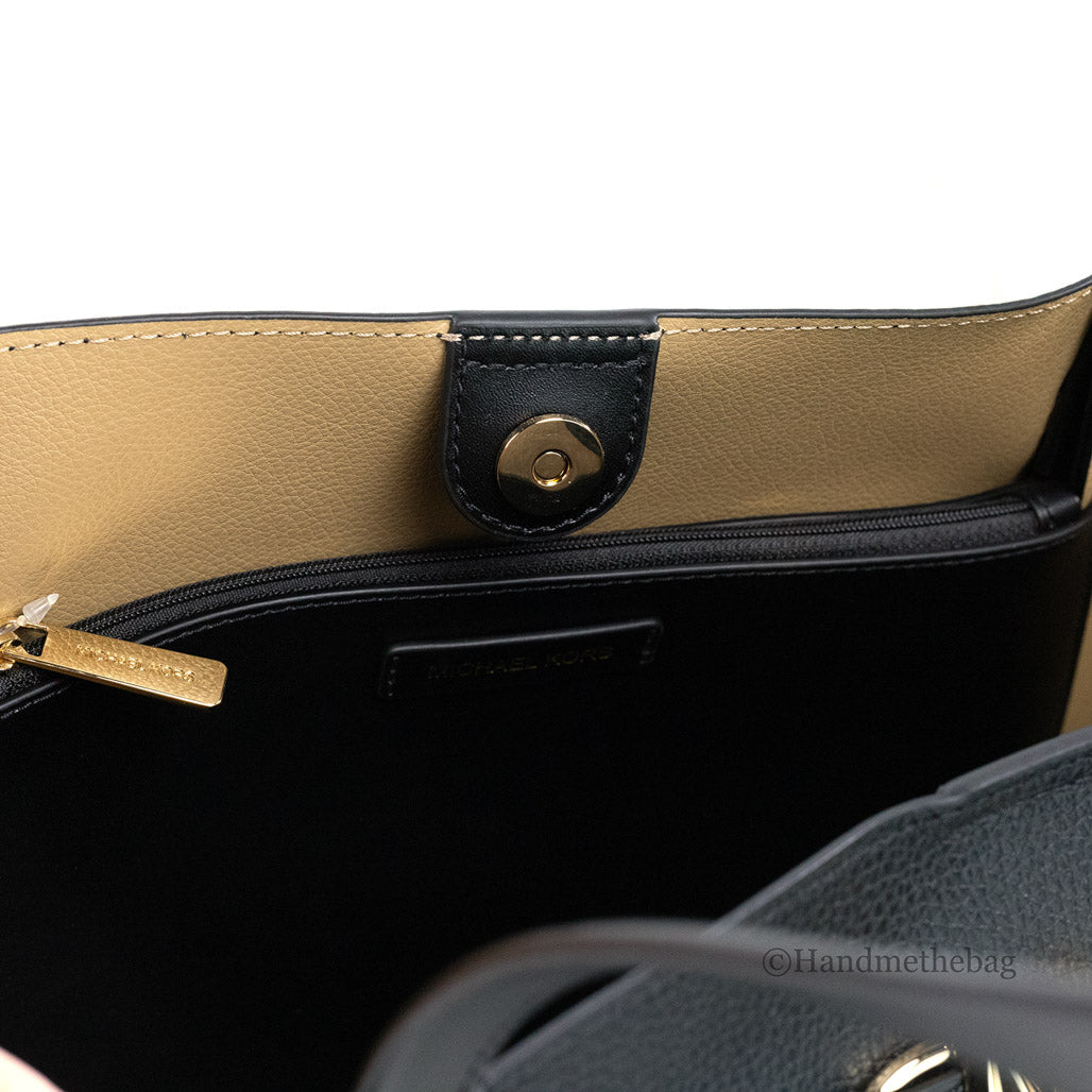 Michael Kors Reed Belted Large Tote in Black Pebbled Leather