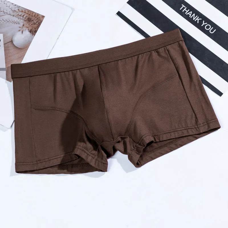 Men's Underwear Plain Cotton Boxer Short Breathable U Convex - Velora