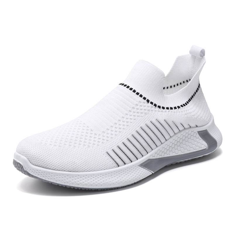 Fashion Mesh Sock Shoes With Striped Design Men Outdoor Breathable Slip-on Sneakers Csuale Lightweight Running Sports Shoes - Velora