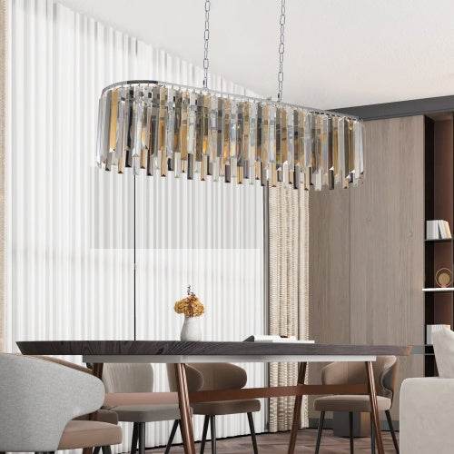 Modern Oval Crystal Chandelier Luxury Home Decor Fixtures- Bulb is not included - Velora