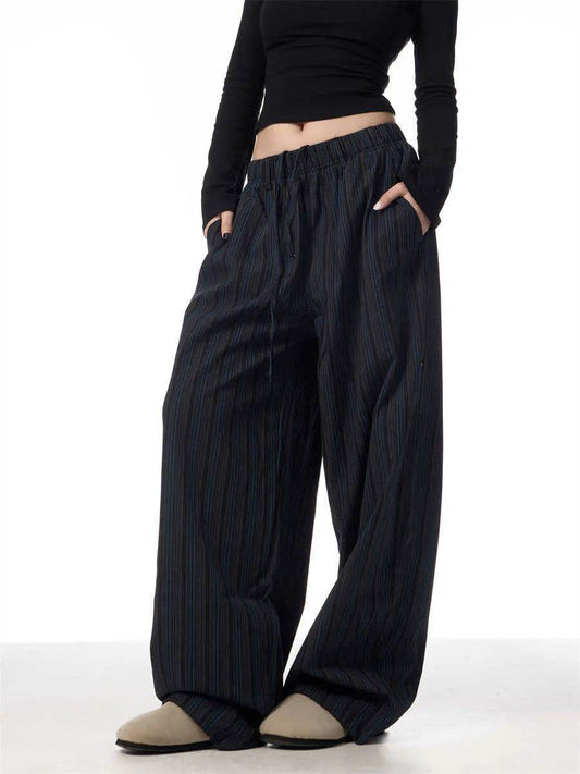 American Vintage Stripe Machete Wide-leg Casual Baggy Trouser Pants Women