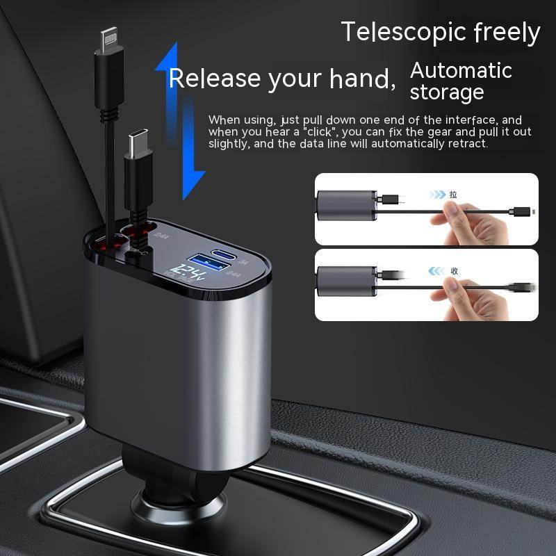 Metal Car Charger 100W Super Fast Charging Car Cigarette Lighter USB And TYPE-C Adapter - Velora