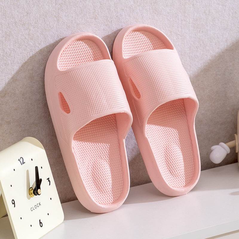 Solid Color Thick Bottom Home Slippers Summer Non-slip Floor Bathroom Slipper Women Men Couples Shoes - Velora