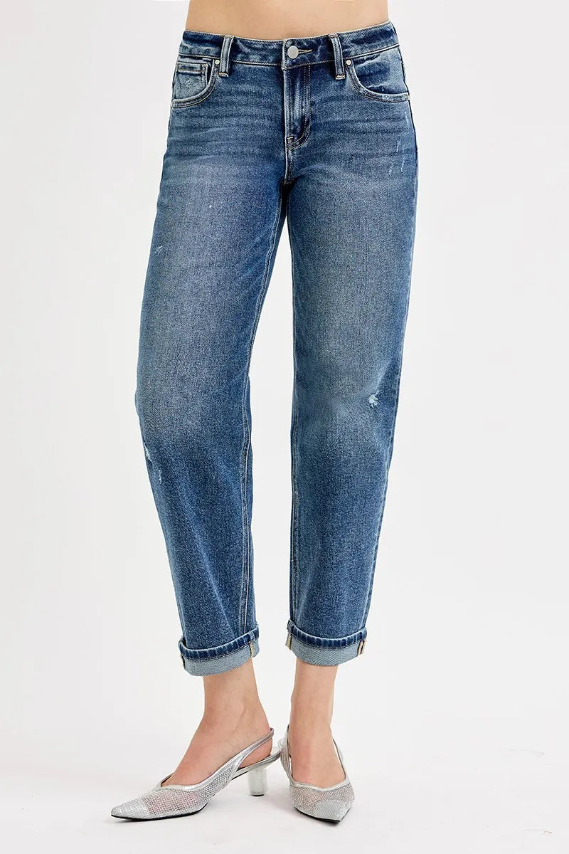 RISEN Full Size Low Rise Crop Boyfriend Jeans Plus Size - Velora
