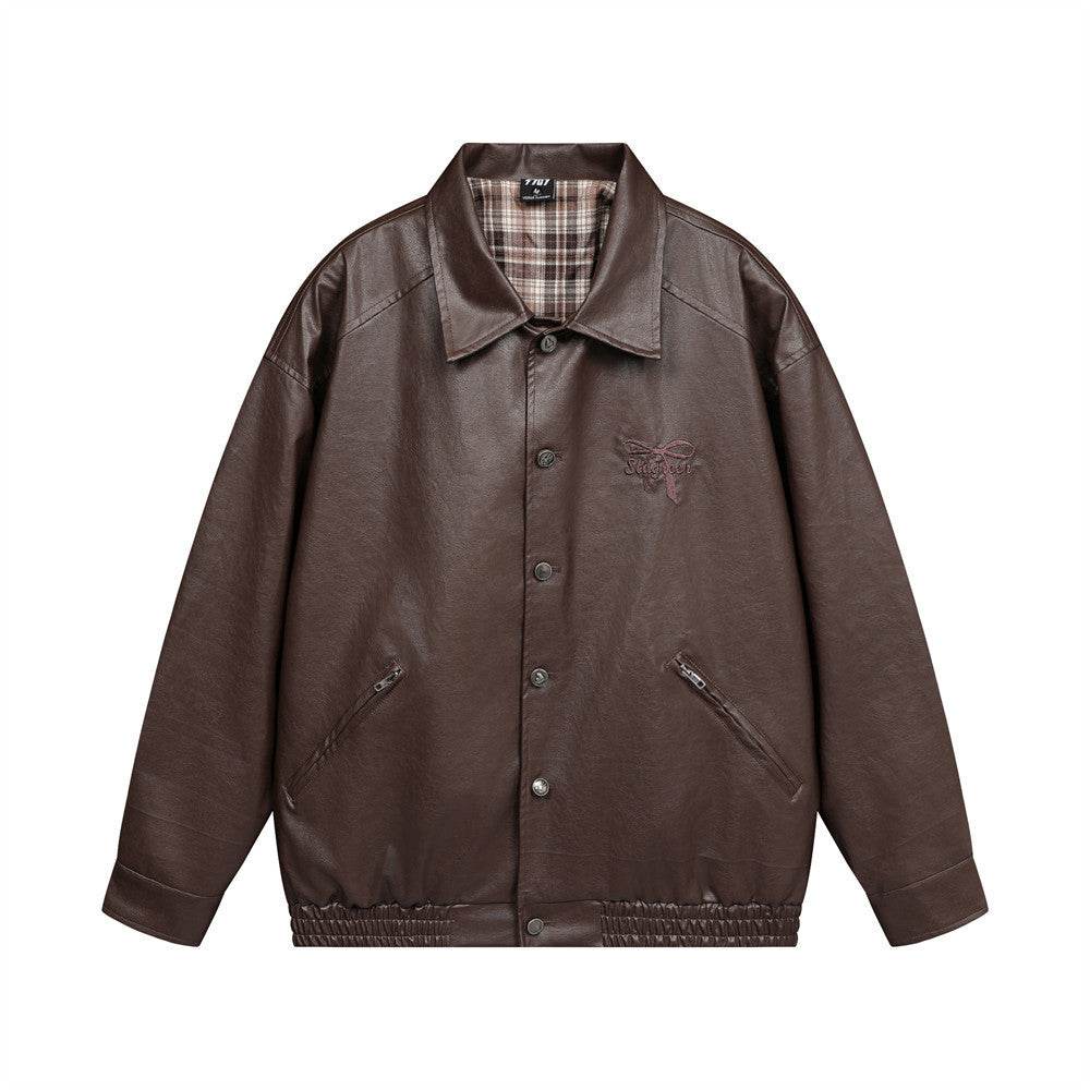 Men's Leather Coat Brand Zipper - Velora