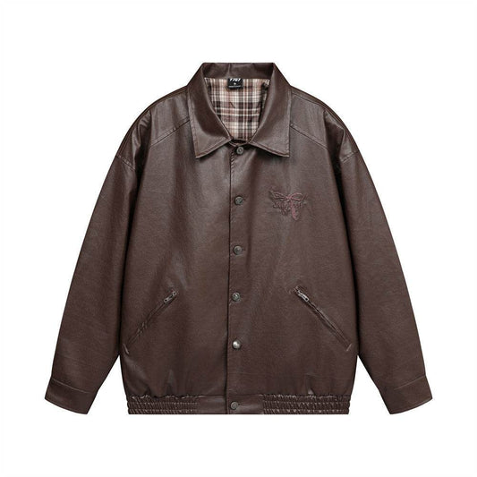 Men's Leather Coat Brand Zipper - Velora