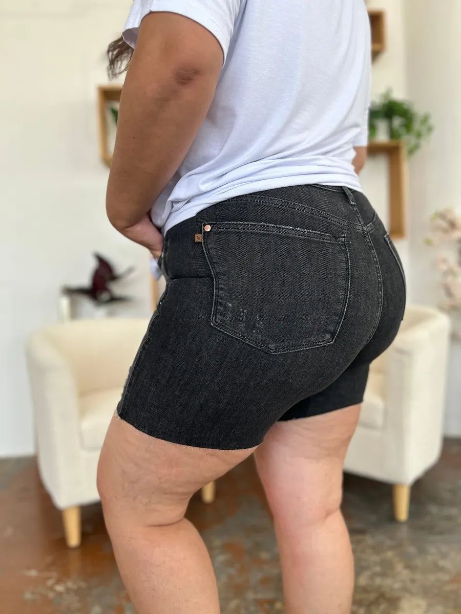 Judy Blue Full Size High Waist Rigid Magic Denim Shorts - Velora