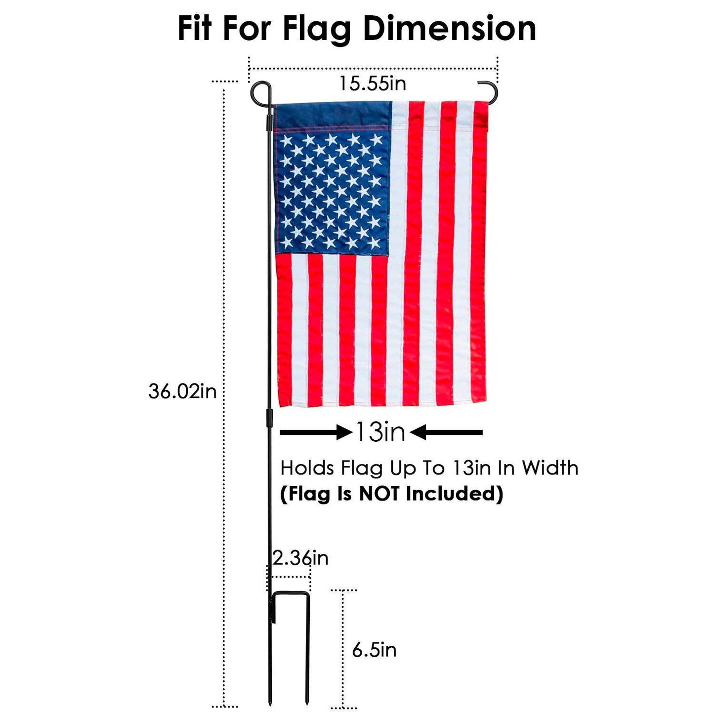 1Pc Garden Flag Stand Flagpole Weatherproof Wrought Iron Coated Yard Flag Holder For Yard Flag Party Banner Fits 11.8x17.7in Flag For Christmas Halloween Outdoor Decoration - Velora