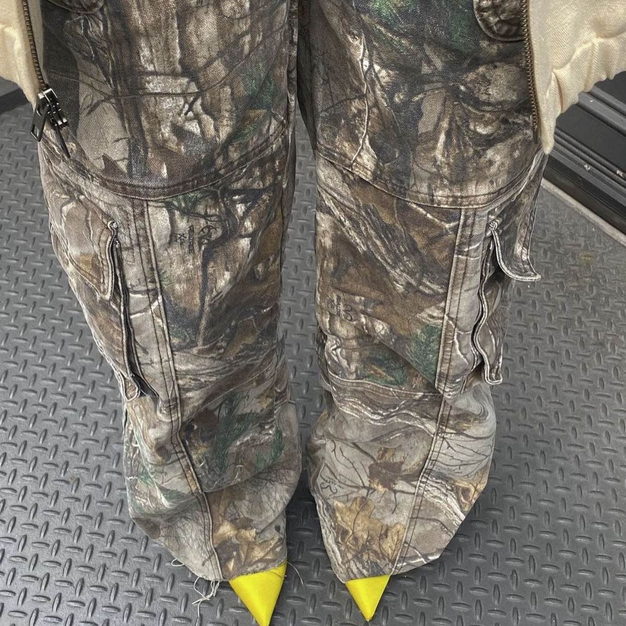 Casual Camouflage Cargo Pants Loose Overalls Summer Low Waist Straight Trousers With Pockets - Velora