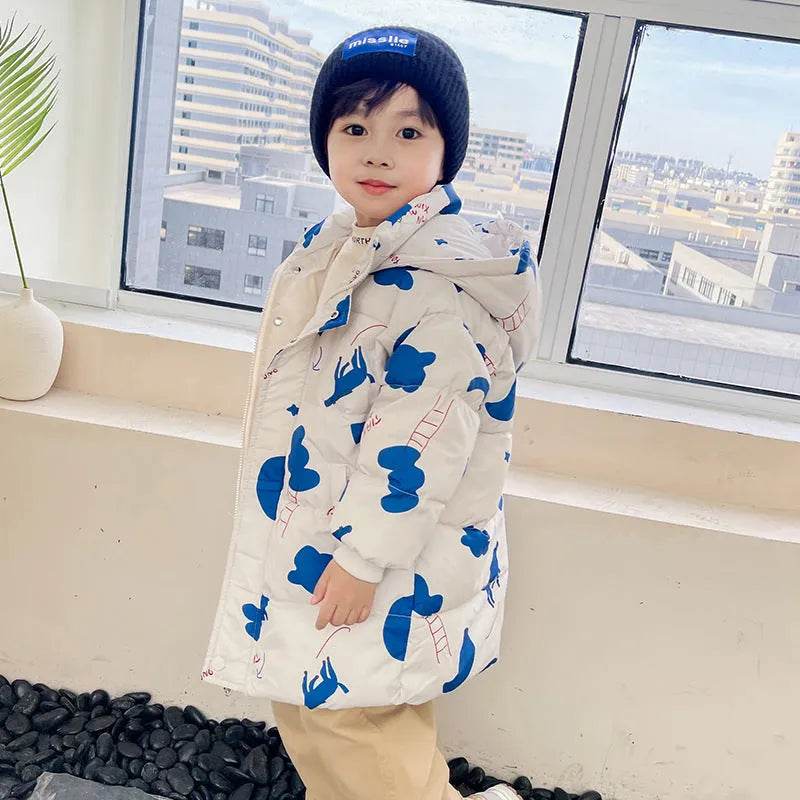 New Style Children's Down Jacket Middle Long Cute Thickened Cotton - Velora