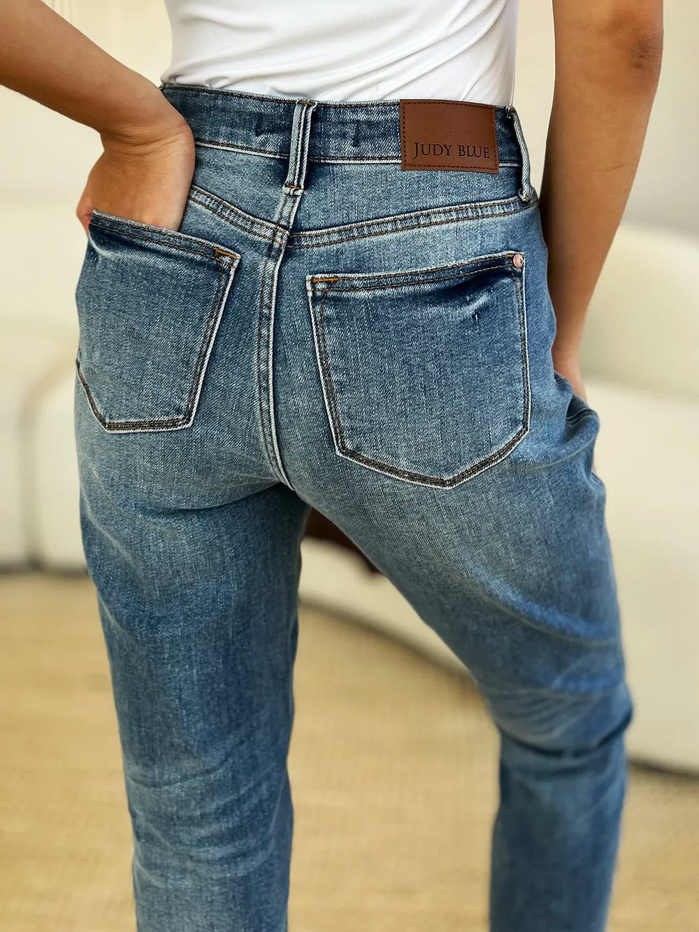Judy Blue Full Size Mid Rise Rigid Magic Release Hem Jeans - Velora