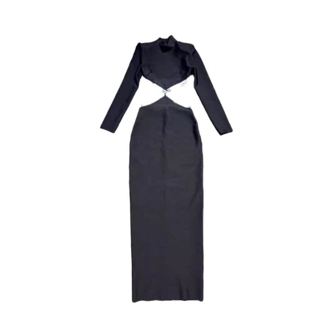 Refined Rhinestone Backless Formal Dress - Velora