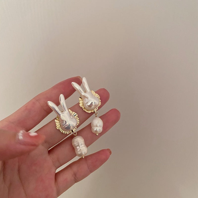 925 Silver Needle Cute Pearl Bunny Baroque Pearl https://like2b-uy