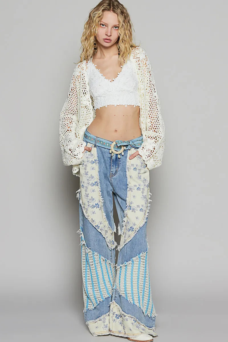 POL Crochet Open-Front Cardigan - Velora