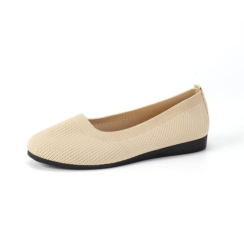 Round Toe Flats Shoes Casual Comfortable Soft Slip On Knit Mesh Shoes For Women - Velora