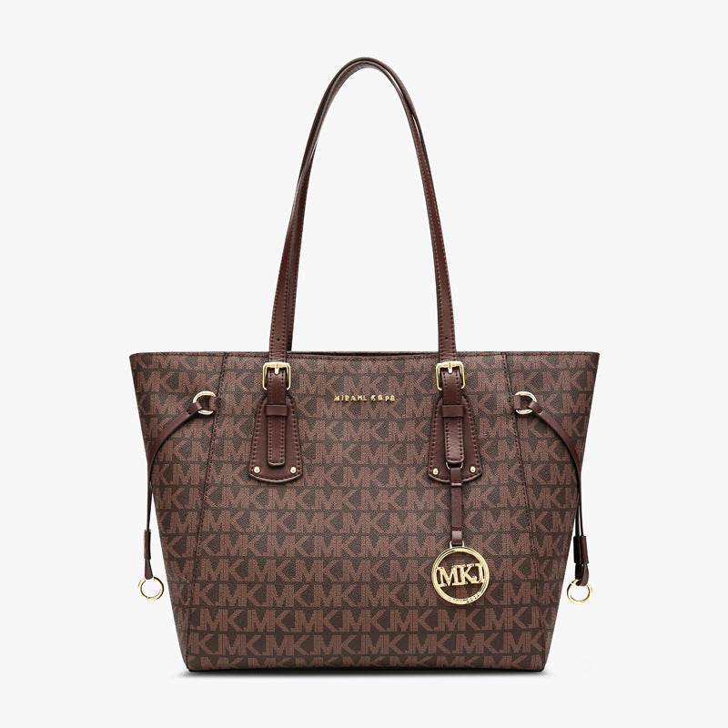 Big Retro Fashion Brown Leather bucket Bag - Velora