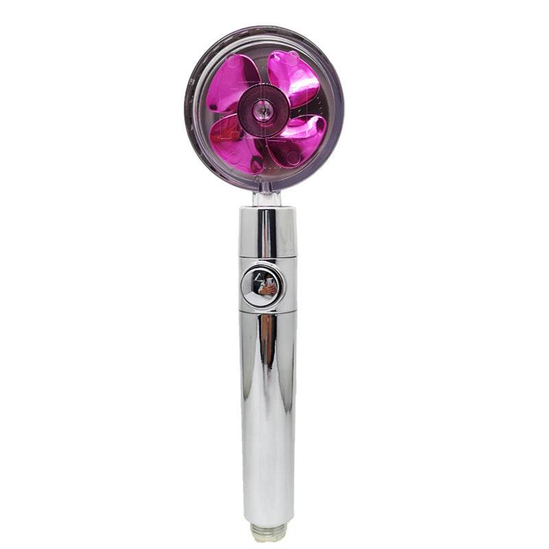 Propeller Driven Shower Head With Stop Button And Cotton Filter Turbocharged High Pressure Handheld Shower Nozzle - Velora