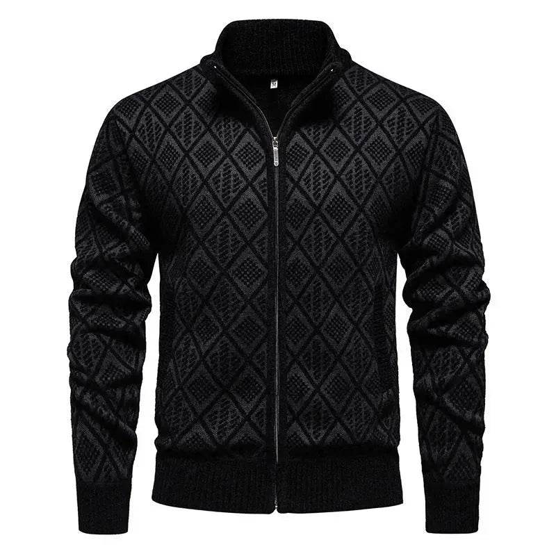 2025 Fall Winter Men Fleece-lined Thick Stand Collar Sweater Cardigan for men - Velora