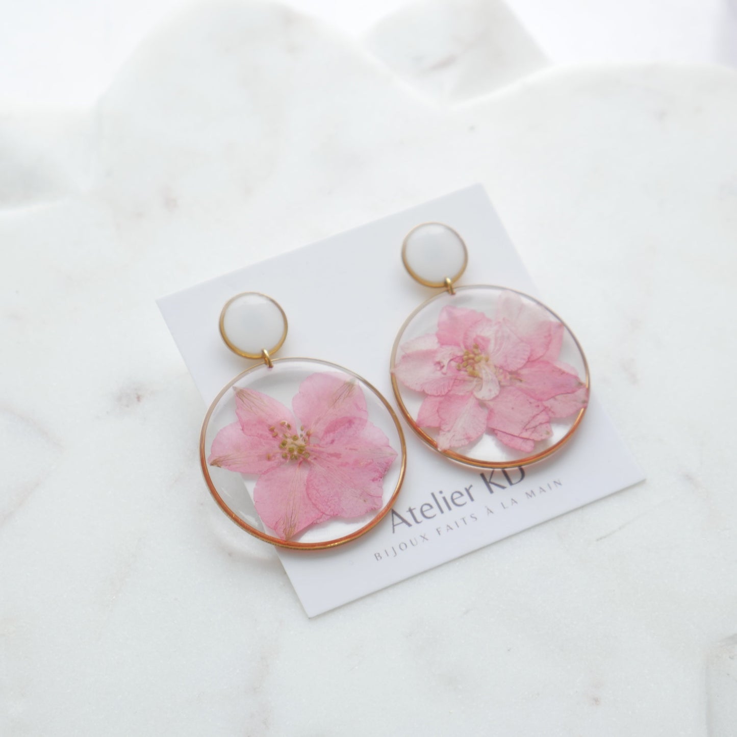 Boucles d'oreilles duo Delphine - 40mm et rond blanc - Velora
