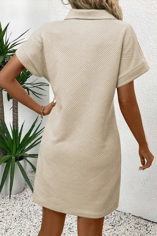 Button Front Short Sleeve Mini Dress - Velora