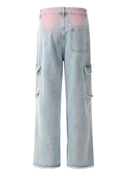 Men's Tie-Dye Cargo Denim Jeans - Velora