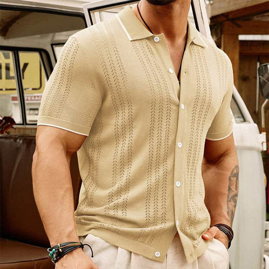 Short-sleeved Polo Shirt Summer Button Lapel Top Fashion Business Men's Clothing - Velora
