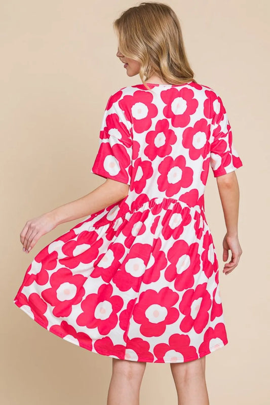 BOMBOM Flower Print Ruched Dress - Velora