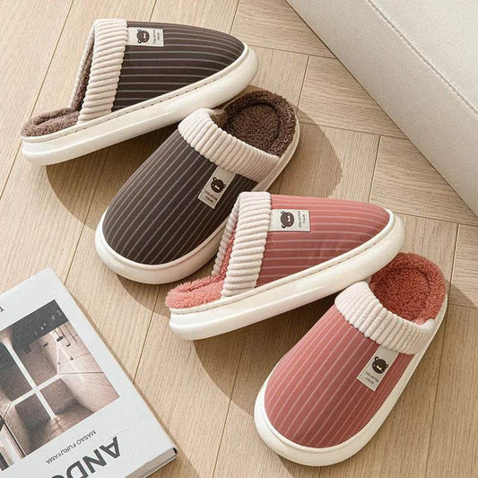 Striped Slippers β Non-Slip Warm Wear-Resistant Footwear - Velora