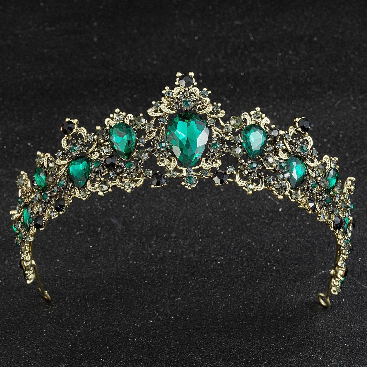 Baroque Rhinestone Crystal Bridal Crown - Velora