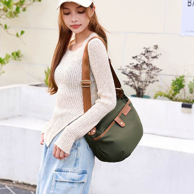 Autumn Contrast Color Minimalist Fashionable Large Capacity Lightweight Quick-dry Casual Shoulder Bag - Velora