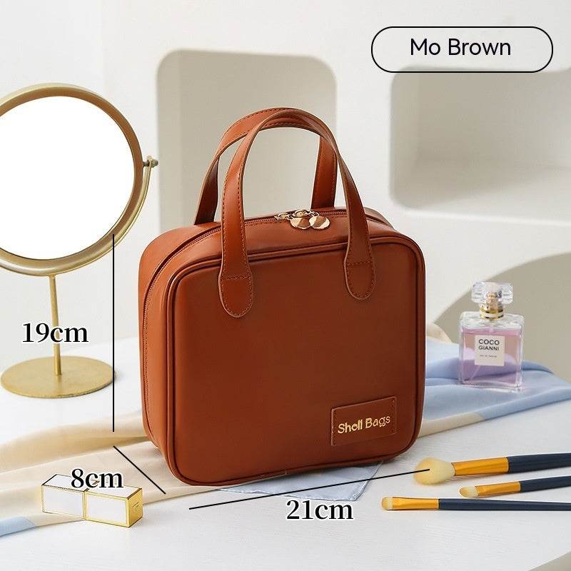 PU Large Capacity Travel Make Up Storage Organizer Makeup Pouch Cosmetic Bag Shell Bags - Velora