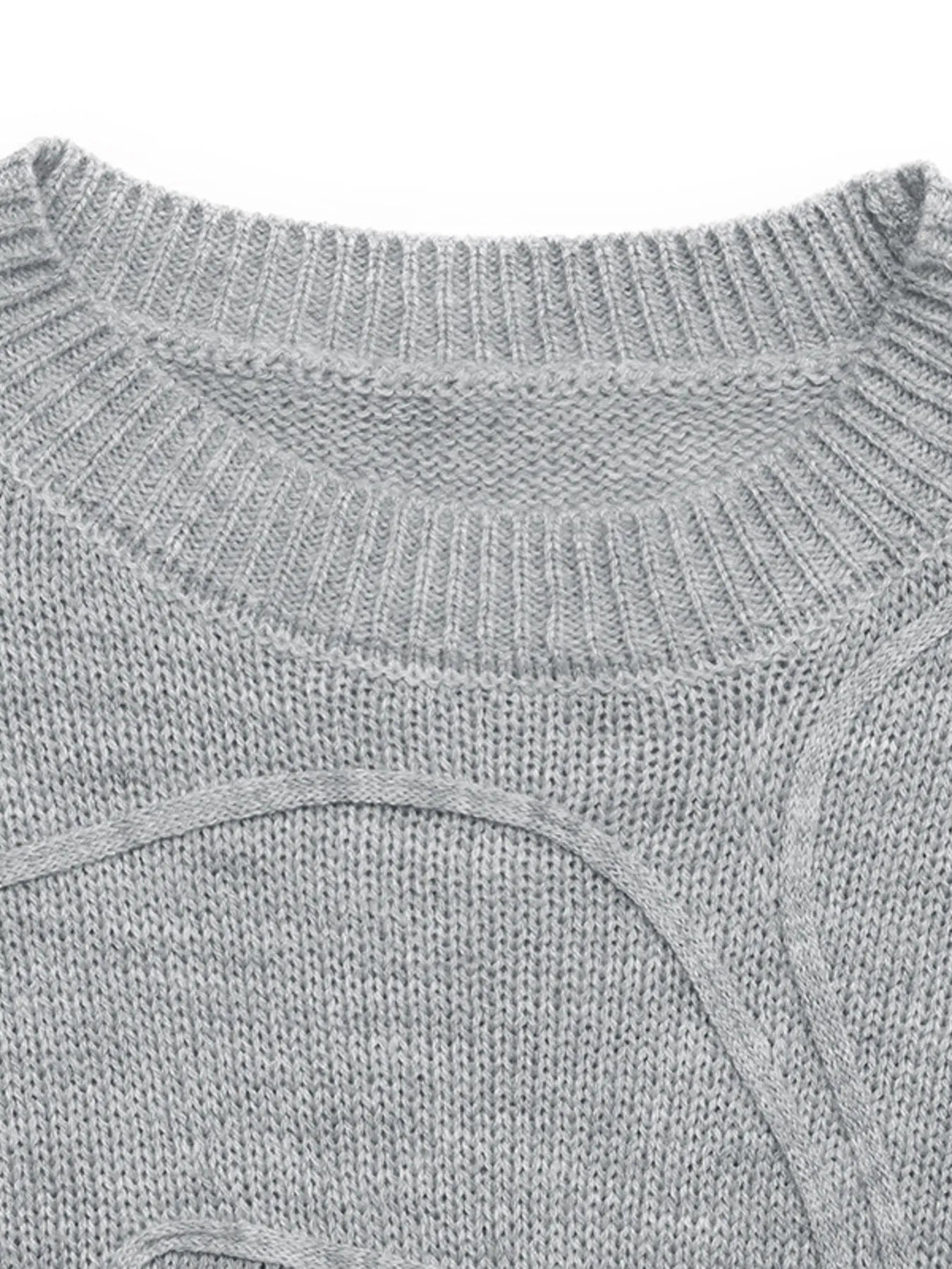 Flower Round Neck Long Sleeve Sweater - Velora