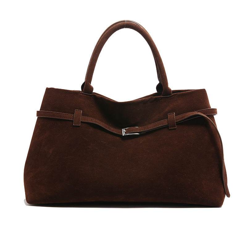 Suede Tote Design Portable Shoulder Bag - Velora