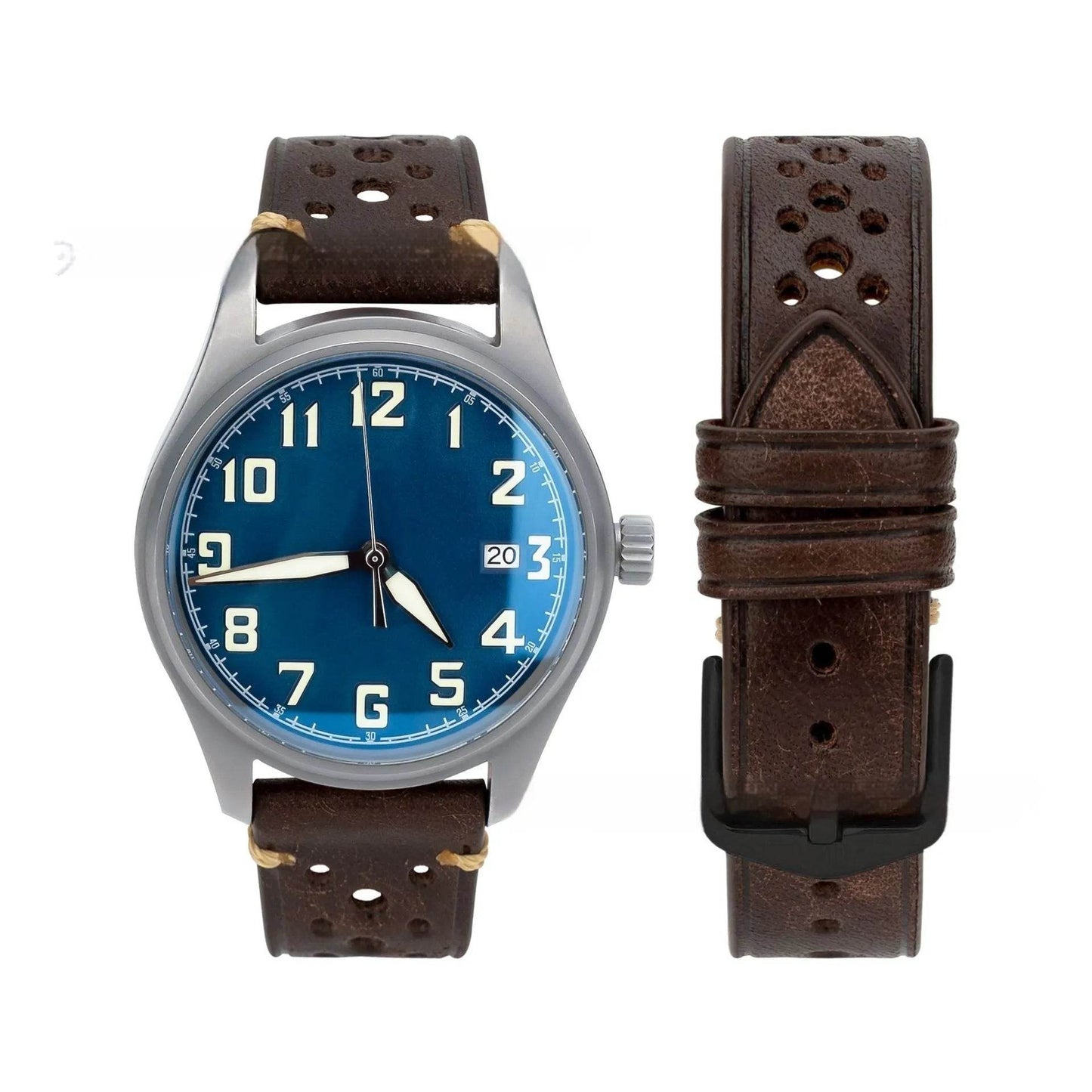 20mm Watch First Layer Cow Leather Watch Strap Retro Comfort - Velora