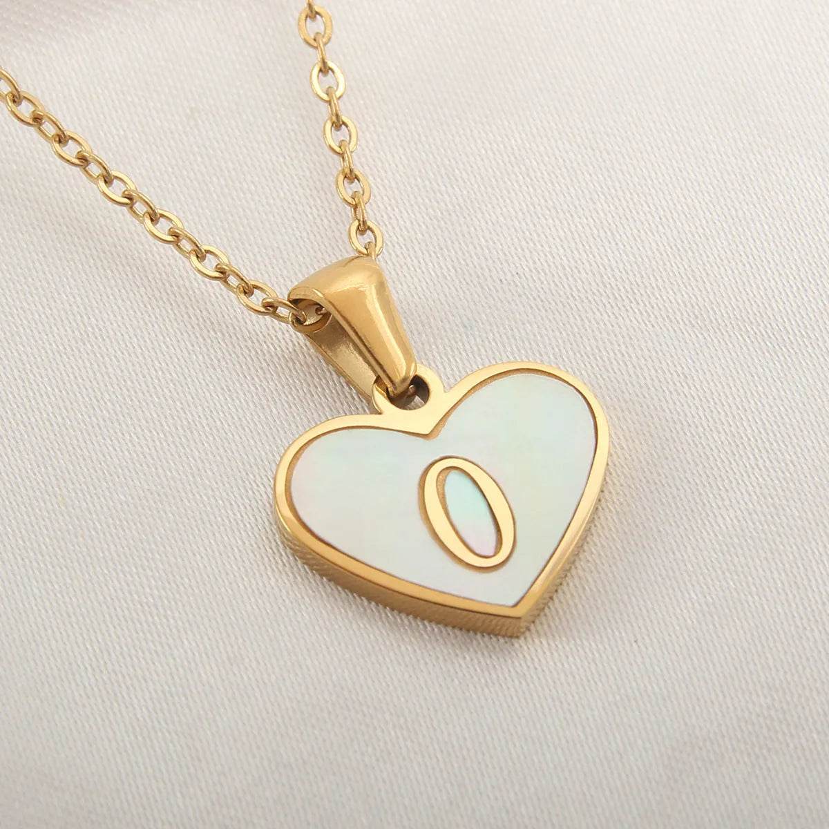 26 Letter Heart-shaped Necklace White Shell Love Clavicle Chain Fashion Personalized Necklace For Women Jewelry Valentine's Day - Velora