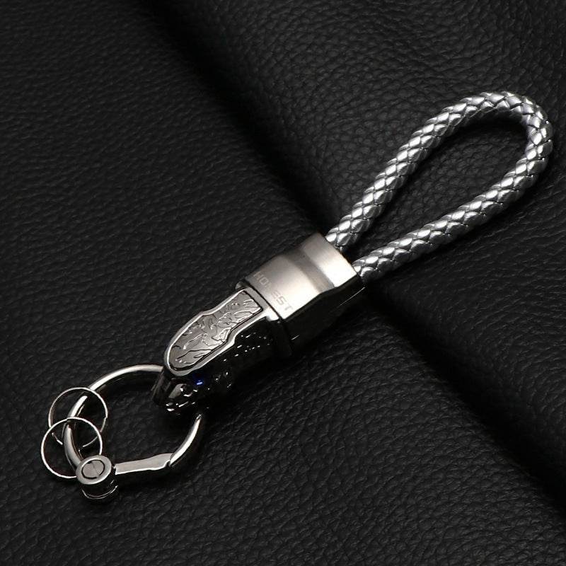 Keychain Keychain Braided Rope Leopard Head Male And Female Couple Pendant - Velora