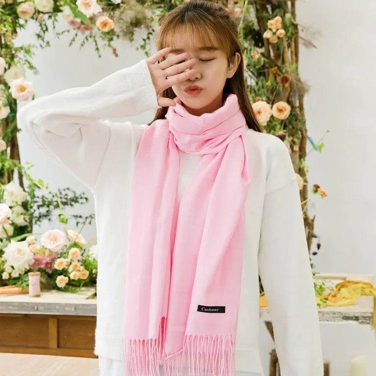 Pure Color Warm Keeping Scarf All-match Cashmere Shawl - Velora