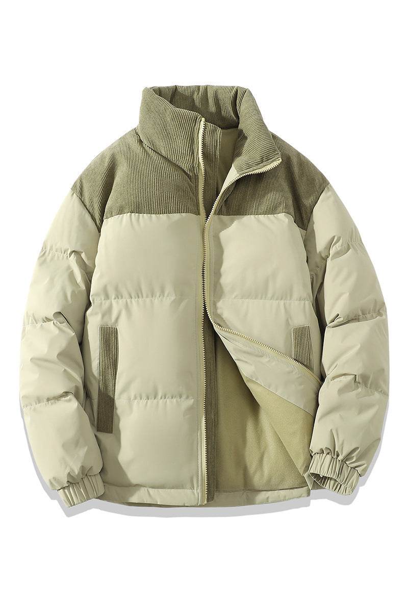Winter Stand Collar Contrast-colored Coat Cotton Padded Jacket For Men Women Clothing - Velora