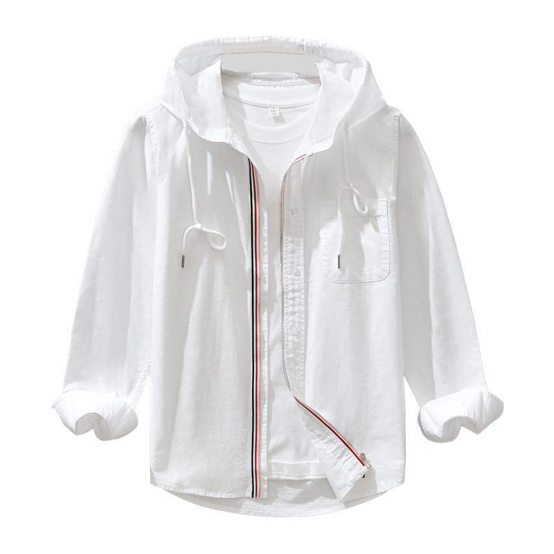 Men's stylish long-sleeved shirt, fresh and artistic, trendy hooded shirt coat - Velora