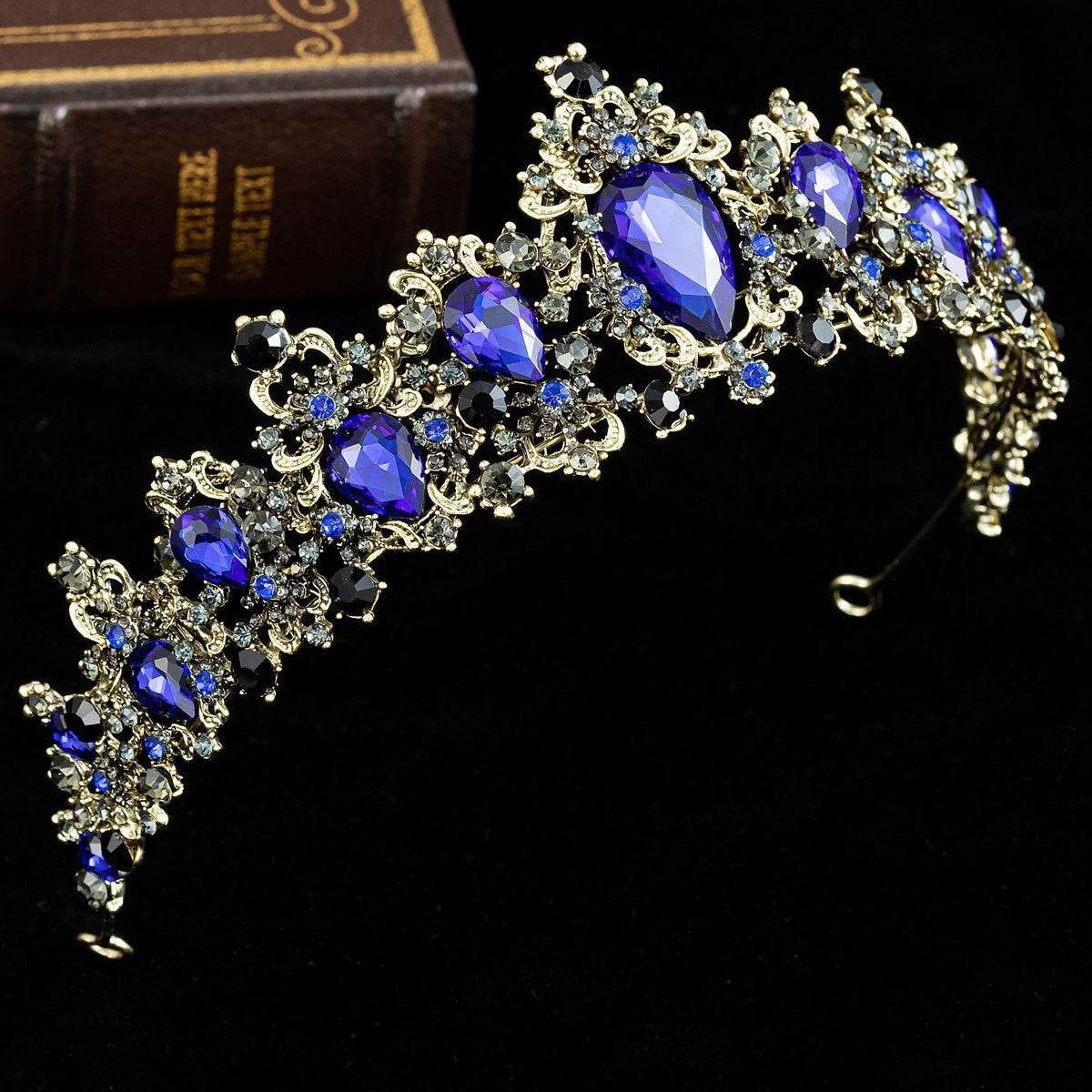 Baroque Rhinestone Crystal Bridal Crown - Velora