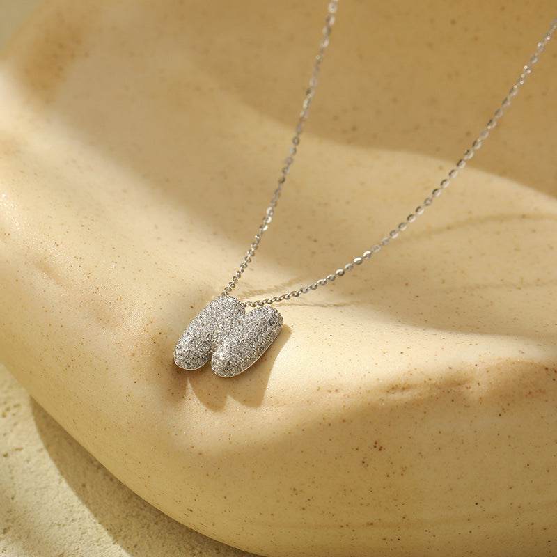 Silver 26 Letter Bubble Necklace For Women Full Diamond - Velora