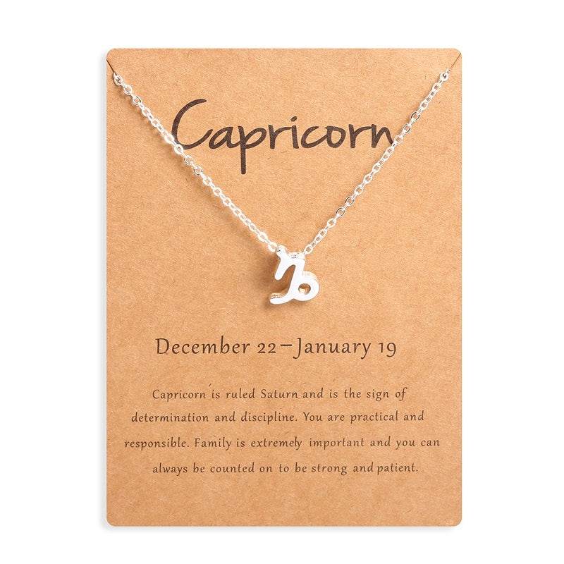 12 Zodiac Sign Necklaces With Gift Card Constellations Pendant Necklace Jewelry - Velora