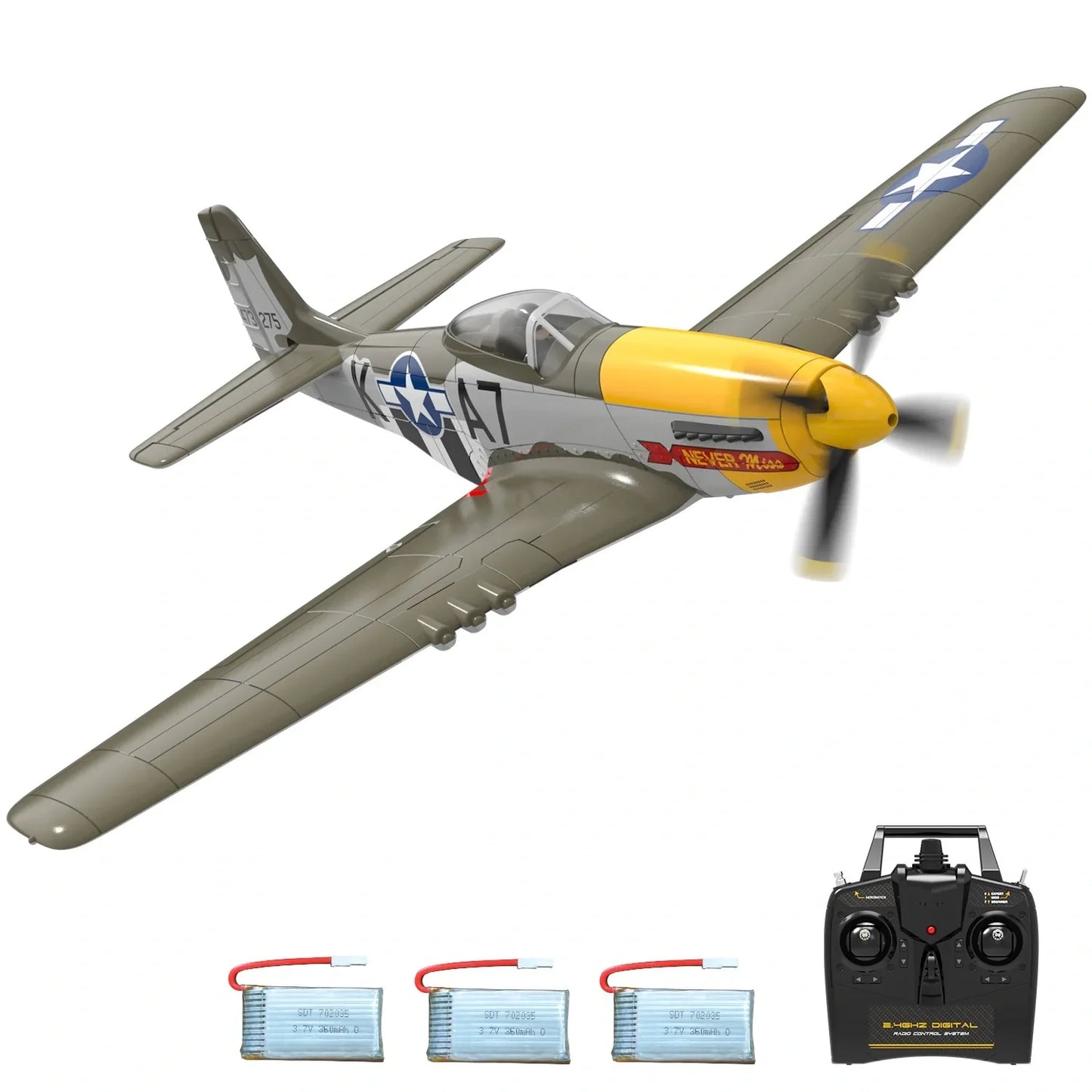 P51D RC Airplane with Mode 1 Transmitter | 4-Channel Brushless & XPilot Stabilizer - Velora Luxury Fashion