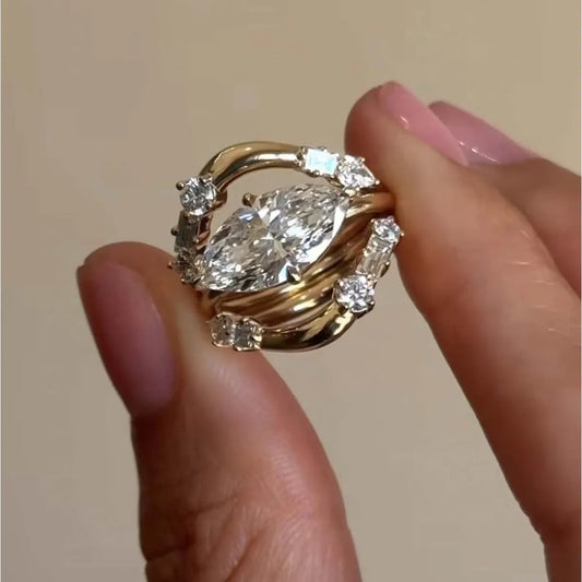 1 Carat Moissanite 925 Sterling Silver 3pcs Ring Set - Velora Luxury Fashion