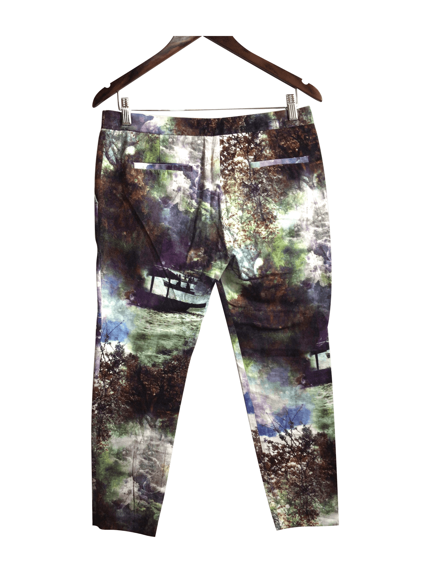 ZARA Women Work Pants Regular fit in Green - M - Velora