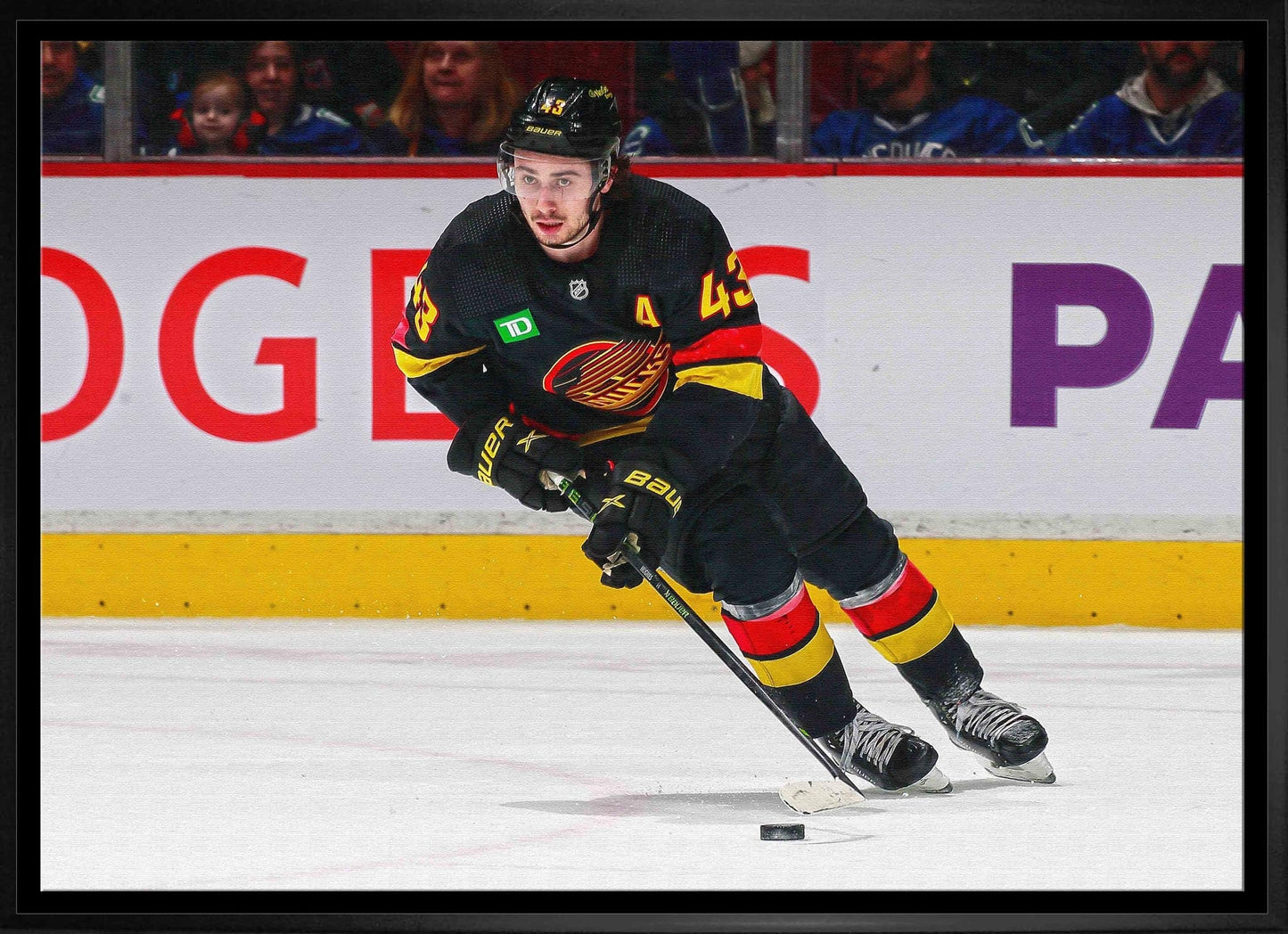 Quinn Hughes 20x20 Framed Canvas Canucks Skating-H - Velora