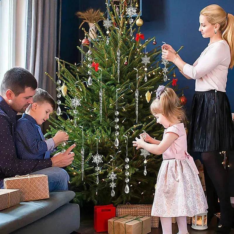 10pcs Christmas Tree Hanging Pendants Acrylic Ice Strip Snow Ceiling Xmas Ornaments New Year Christmas Decoration Home Decor - Velora